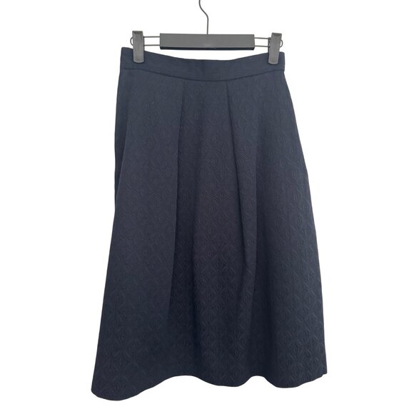 ZARA XS Navy A-Line Tapestry Fabric Skirt Pleats - Picture 2 of 14